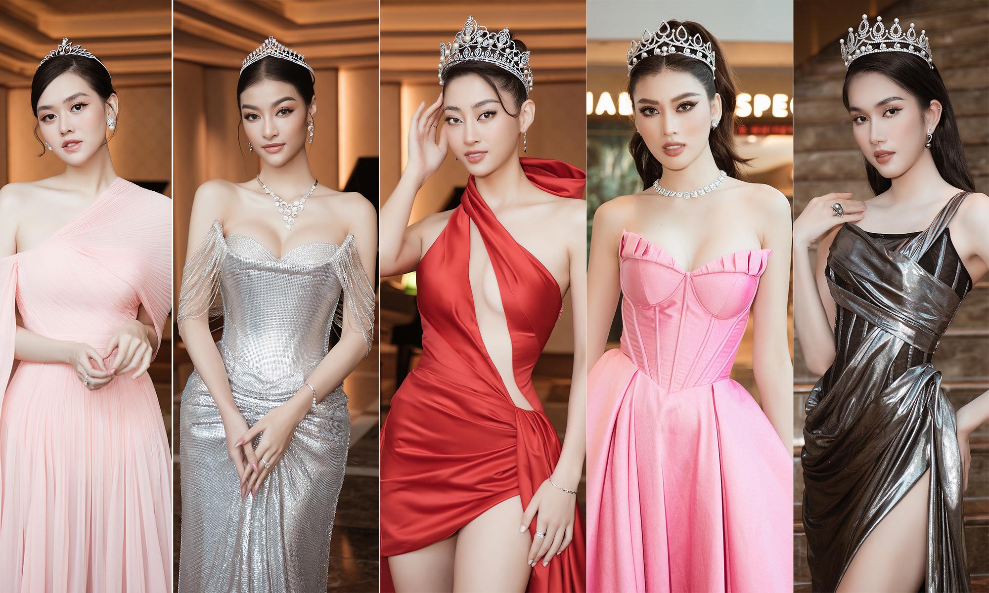 Dàn Hoa hậu, Á hậu mặc cắt xẻ, tôn ngực nóng bỏng tại họp báo Miss World Vietnam 2022